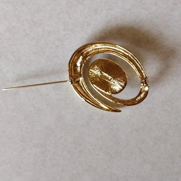 Monet Swirl Brooch with Oval Faux Pearl - Picture 2 of 3